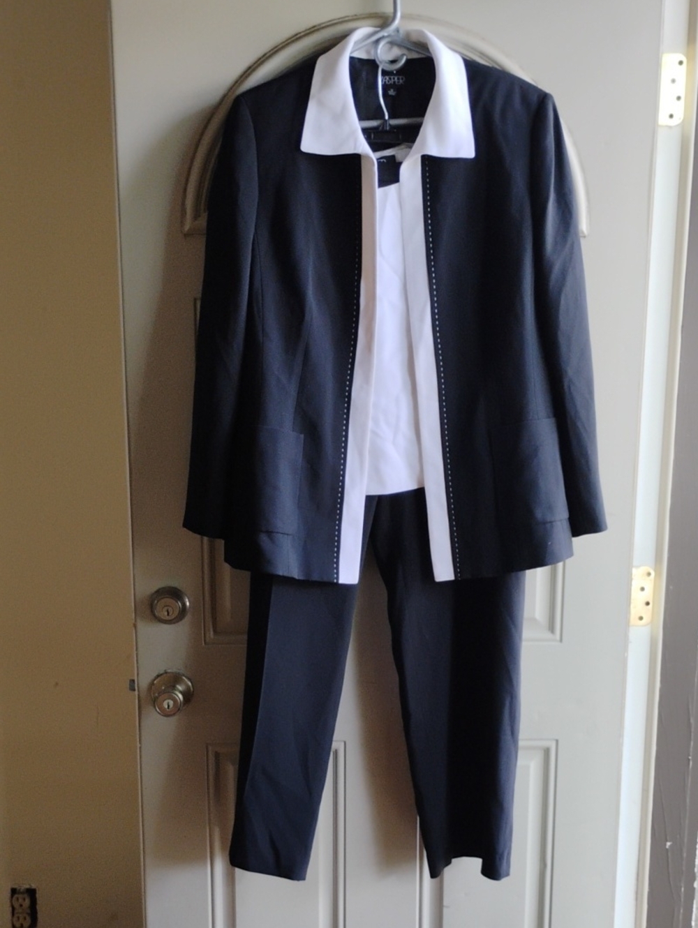 Kasper Black And White 2 Piece Suit and Straight-Leg Dress Pant